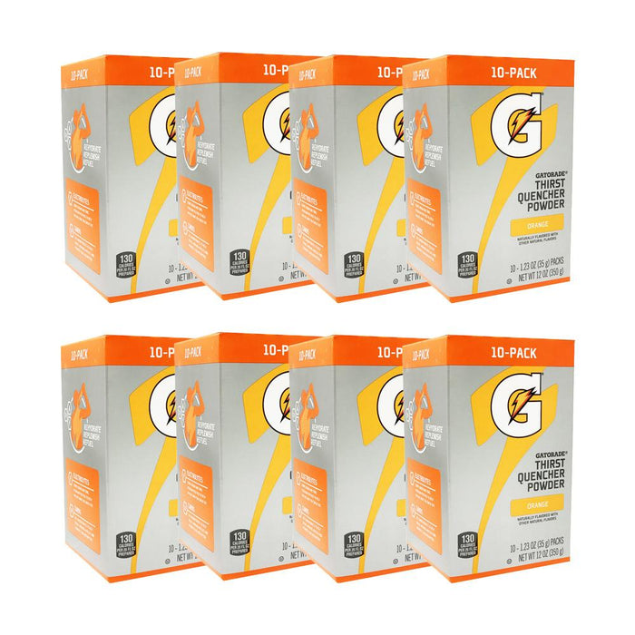 Gatorade 1.23 oz Powder Sticks (Each pack mixes with 20 fluid oz of water) 8 Boxes / 1 Case (80 Count/Sticks)