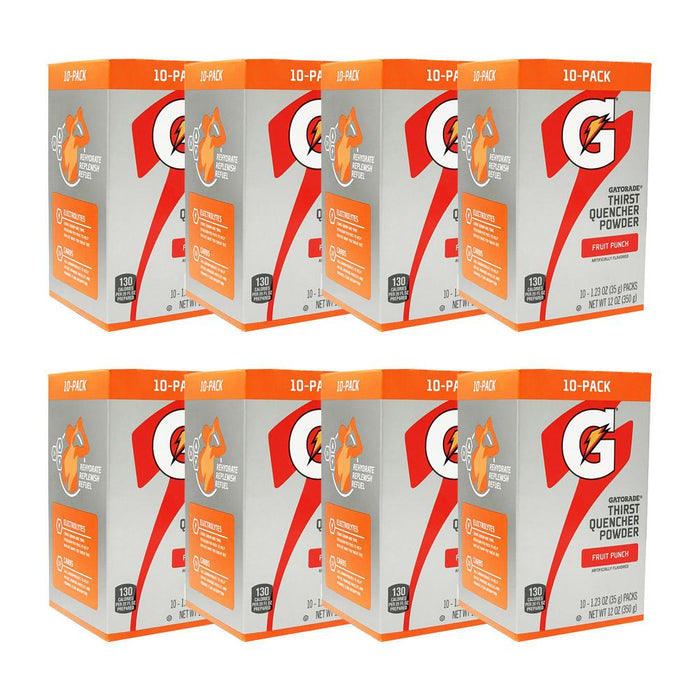 Gatorade 1.23 oz Powder Sticks (Each pack mixes with 20 fluid oz of water) 8 Boxes / 1 Case (80 Count/Sticks)