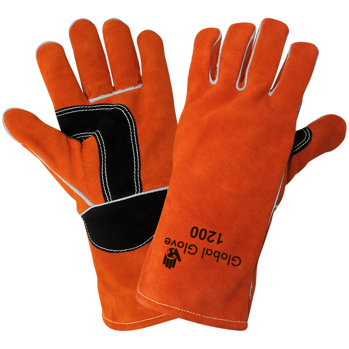 Premium Leather Welders Gloves Universal Size, 1200, Orange