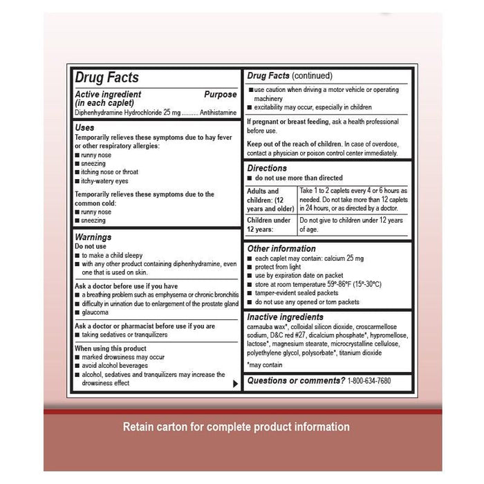 Medique Diphen 25mg Antihistamine for Hay Fever and Allergies, 200 Caplets