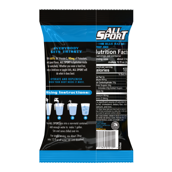 All Sport Powder Variety Sports Drink Mix, 40/1.0 Gallon Pouches, 5 Flavors, Case Yields 40 Gallons