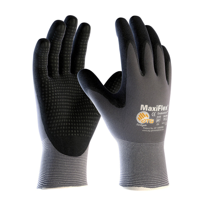 MaxiFlex Endurance Seamless Knit Nylon Glove with Nitrile Coated MicroFoam Grip on Palm & Fingers - Micro Dot Palm, 34-844, 1 Pair