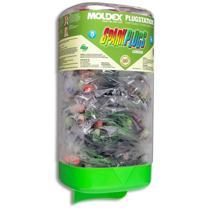 Moldex 6880 PlugStation with SparkPlugs Corded, Disposable Earplugs NRR (Noise Reduction Rating) 33 Decibels