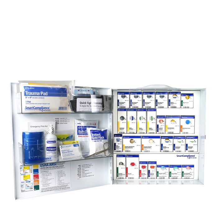SmartCompliance Large Metal First Aid Cabinet, ANSI 2021 Class B with ...