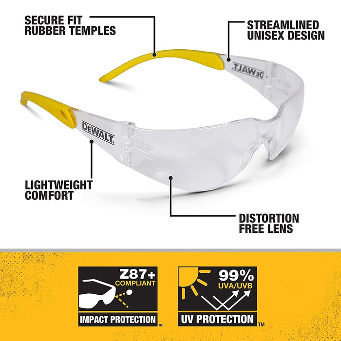 Dewalt DPG54-11D Protector Clear Anti-Fog High Performance Lightweight Protective Safety Glasses with Wraparound Frame