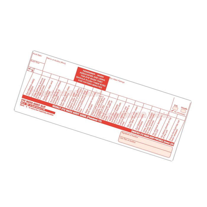 Eye Wash Inspection Book, contains 30 inspections