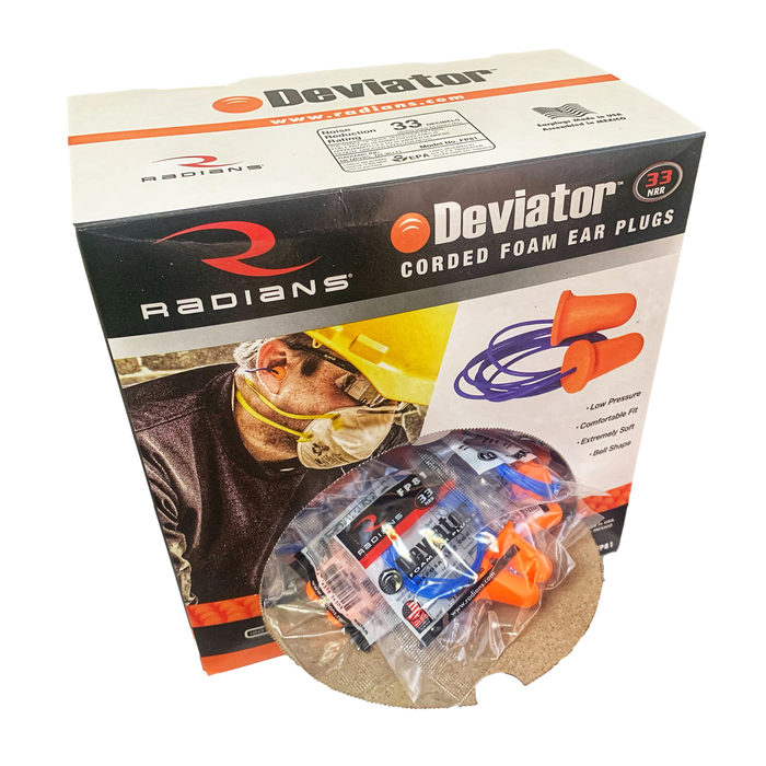 Radians Deviator FP81, Orange Corded Foam Earplugs NRR (Noise Reduction Rating) 33 Decibels