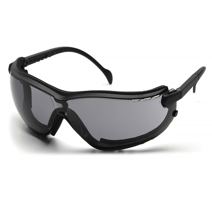 Pyramex V2G Hybrid Safety Glasses/Goggle with Interchangable Temples and Head-Strap, H2X Anti-Fog Coating (1 Pair)