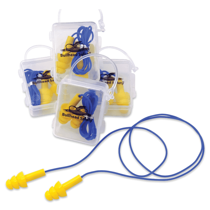 Bullhead Safety HP-S2 Corded, Reuasable Silicone Earplugs with Carry Case, NRR (Noise Reduction Rating) 23 Decibels, 1 Pair