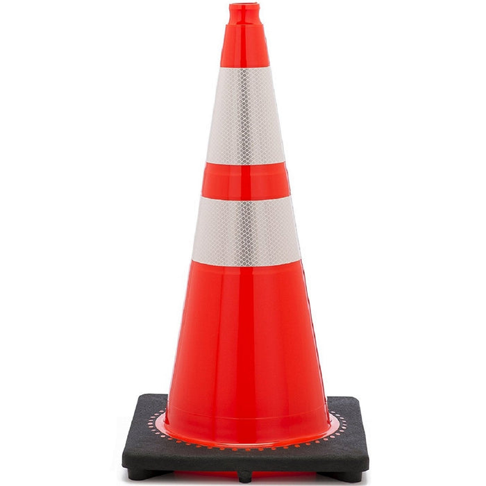 28 Inch Traffic Cone with Two Reflective Collars, Orange