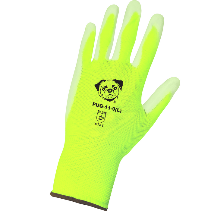 PUG-11 Hi-Vis Lightweight Seamless General Purpose Polyurethane Coated Work Gloves (12 Pair)