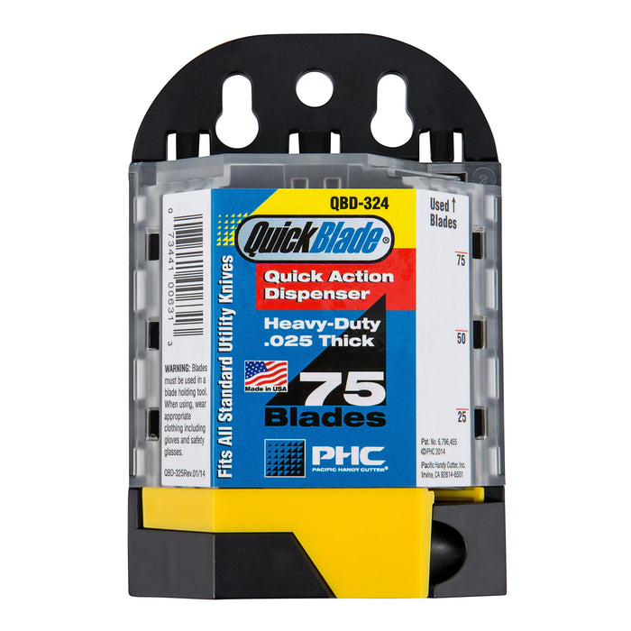 Pacific Handy Cutter QBD-324 Standard Utility Blade Dispenser, 75 Count