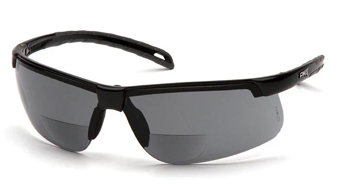Ever-Lite Safety Glass Reader +1.5, Gray H2MAX Anti-Fog Lens with Black Frame, SB8620R15TM, 1 Pair